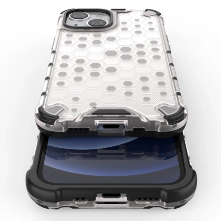 HURTEL POKROWIEC PANCERNY DO IPHONE 13 MINI Z PRZEZROCZYSTĄ RAMKĄ HONEYCOMB