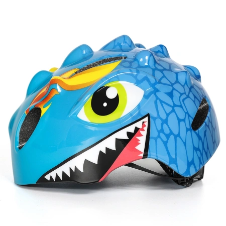 Kask rowerowy dziecięcy Wozinsky motyw smok lekki 50-54 cm - niebieski