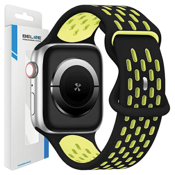 BELINE PASEK SILIKONOWY DO APPLE WATCH 38 40 41MM BLACK YELLOW NEW SPORT