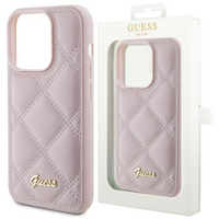 Etui Guess Quilted Metal Logo na iPhone 15 Pro - różowe
