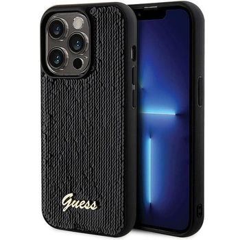 Etui Guess Sequin Script Metal na iPhone 13 Pro Max - czarne