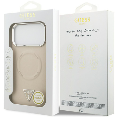 Etui Guess Triangle Logo MagSafe do      iPhone 17 Pro beżowy
