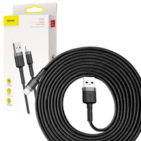 Baseus Cafule Cable wytrzymały nylonowy kabel przewód USB / Lightning QC3.0 2A 3M czarno-szary (CALKLF-RG1)