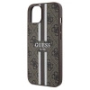 Etui Guess 4G Printed Stripes MagSafe na iPhone 15 / 14 / 13 - brązowe