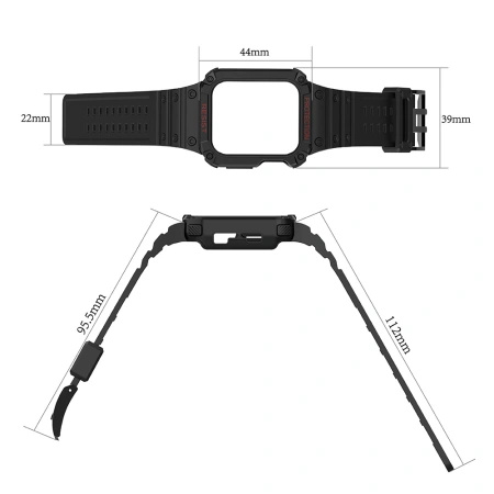 HURTEL ETUI PANCERNE OPASKA DO APPLE WATCH 7 6 5 4 3 2 SE 45 44 42MM CZARNE
