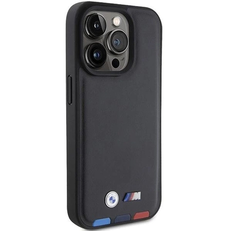 Etui BMW Leather Stamp Tricolor do iPhone 15 Pro - czarne