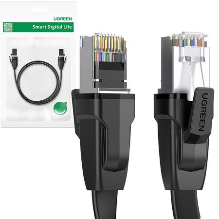 Ugreen kabel LAN Ethernet Cat.8 U/FTP płaski 1m czarny (NW134)