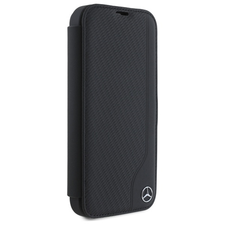 MERCEDES POKROWIEC DO IPHONE 16 6,1 BOOKCASE Z OCHRONĄ SKÓRZANY I DREWNIANY