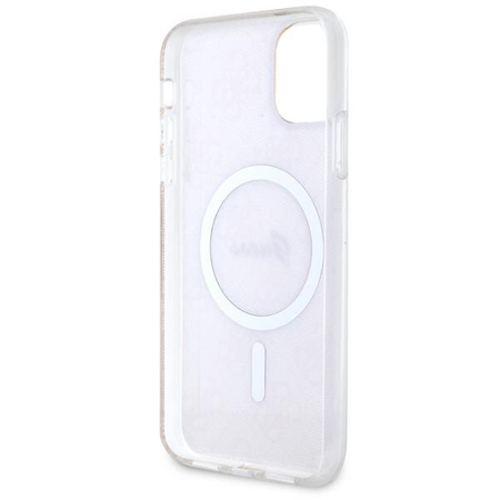 Etui Guess GUHMN61H4STP na iPhone 11 - różowe 4G MagSafe