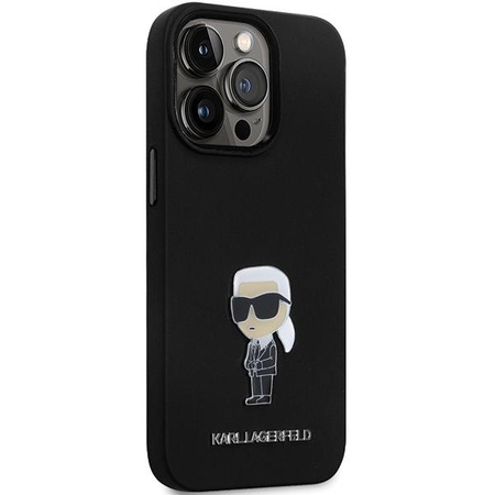 Etui Karl Lagerfeld KLHCP13LSMHKNPK na iPhone 13 Pro / 13 - czarne Silicone Ikonik Metal Pin