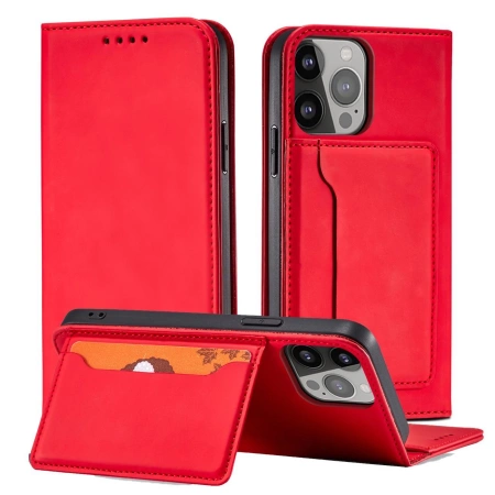 HURTEL POKROWIEC MAGNETIC CARD CASE DO IPHONE 14 Z KLAPKĄ PORTFEL PODSTAWKA