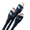 Baseus Flash Series Ⅱ kabel 3w1 do szybkiego ładowania USB-A do USB-C / Micro-USB / Lightning 66W 480Mb/s 1.2m niebieski