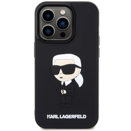 Etui Karl Lagerfeld KLHCP14X3DRKINK na iPhone 14 Pro Max 6.7" - czarne Rubber Ikonik 3D
