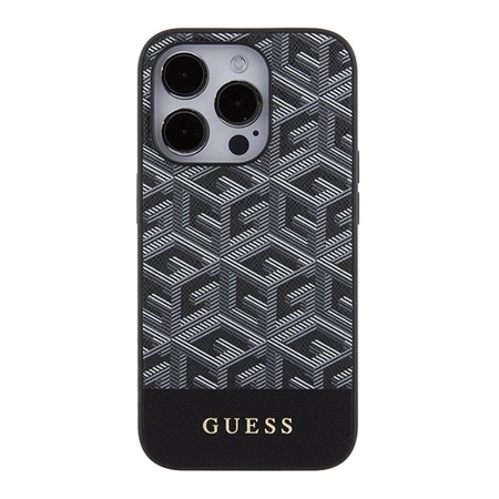 Etui Guess GCube Stripes MagSafe na iPhone 15 Pro Max - czarne
