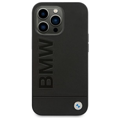Etui BMW BMHCP14LSLLBK na iPhone 14 Pro - czarne Leather Stamp