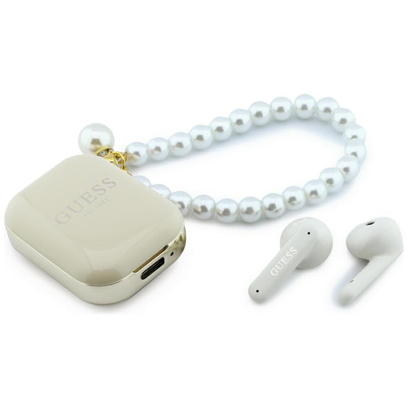 Słuchawki TWS Guess Pearl Strap beżowy