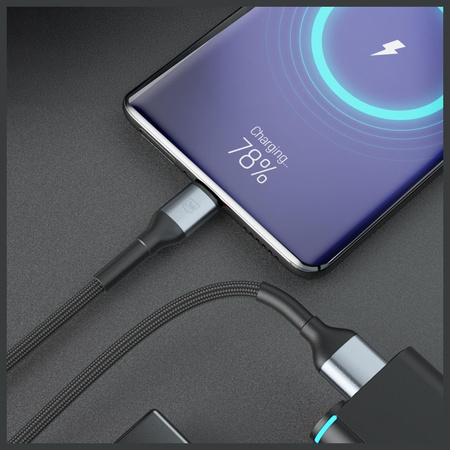 Kabel 3MK Hyper Cable N-SERIES USB-A do  USB-C 1m 9V/2A 18W czarny