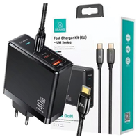 USAMS Ład. siec. 2xUSB-C+1xUSB T52PD140W PD Fast Charging US-CC168 + kabel U82 USB-C/USB-C US-SJ581 240W czarny/black UM Series UMXLOGTC01