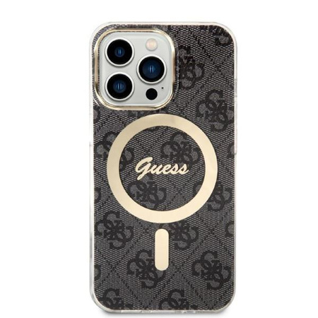 Guess zestaw ładowarka MagSafe + etui do iPhone 13 Pro Max 6,7" czarne 4G Print (GUBPP13XH4EACSK)