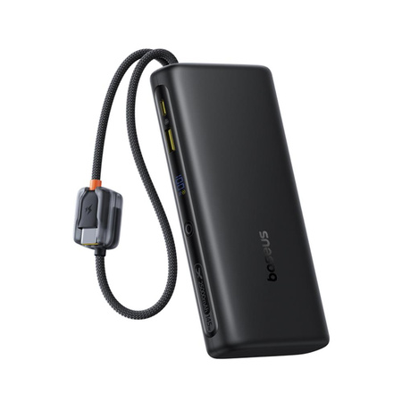 Baseus power bank z wyświetlaczem cyfrowym i podwójnymi wbudowanymi kablami usb-c 25000mAh 145W Czarny