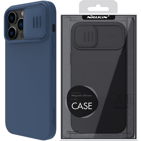 Nillkin CamShield Silky Silicone Case etui iPhone 14 Pro pokrowiec z osłoną na aparat niebieski