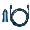 BASEUS ŁADOWARKA DO AUTA USB 40 W KABEL USB TYP C - LIGHTNING NIEBIESKI