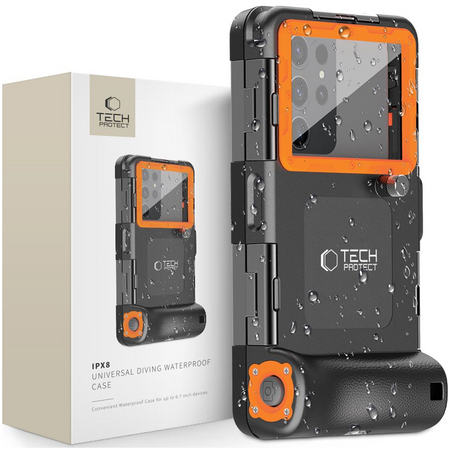 TECH-PROTECT IPX8 UNIVERSAL DIVING WATERPROOF CASE BLACK/ORANGE