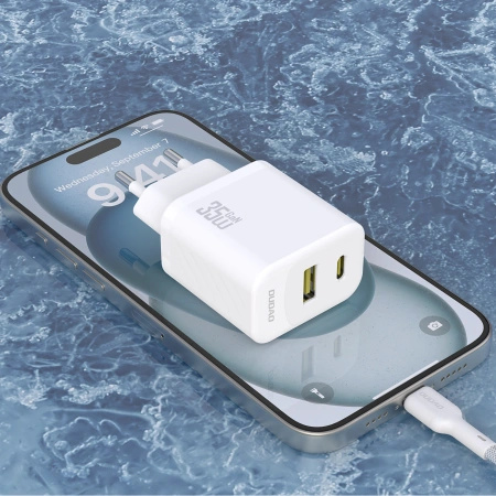 Ładowarka sieciowa Dudao A27MaxCEU PD QC 35W USB-A USB-C z kablem USB-C - biała