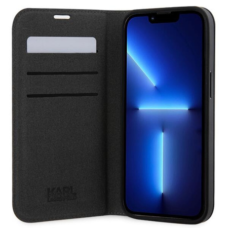 Etui Karl Lagerfeld KLBKP14LSANKCPK na iPhone 14 Pro bookcase - czarne Saffiano Karl&Choupette
