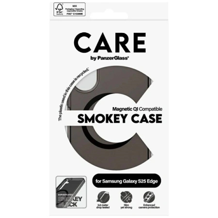Etui CARE by PanzerGlass Flagship Urban Combat Black QI na Samsung Galaxy S25 Edge - półprzezroczyste