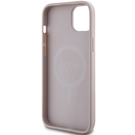 Etui Guess 4G Collection Leather Metal Logo MagSafe na iPhone 15 / 14 / 13 - różowe