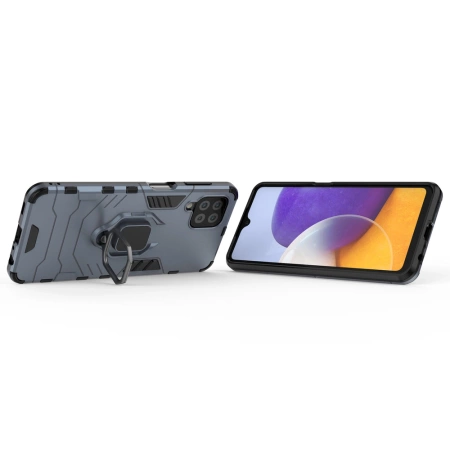 Ring Armor pancerne hybrydowe etui pokrowiec + magnetyczny uchwyt Samsung Galaxy A22 4G niebieski