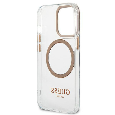 Etui Guess GUHMP13XHTRMD na iPhone 13 Pro Max - złote Metal Outline Magsafe