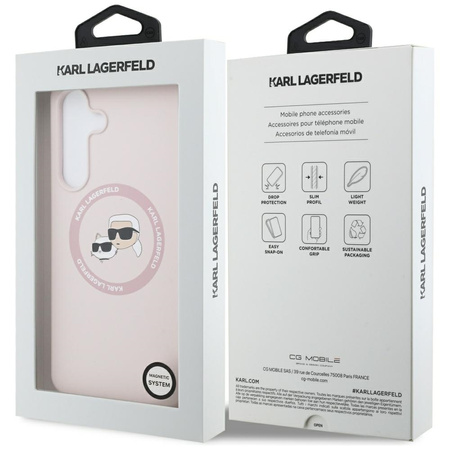 Etui Karl Lagerfeld Silicone             Karl&Choupette Heads MagSafe do Samsung Galaxy S25 FE różowy