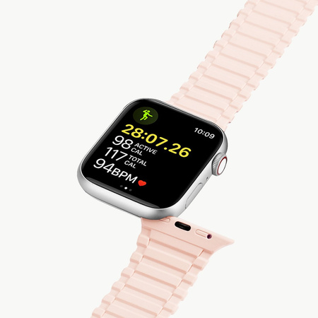 Dux Ducis Strap (Armor Version) pasek Apple Watch Ultra, SE, 8, 7, 6, 5, 4, 3, 2, 1 (49, 45, 44, 42  mm) silikonowa magnetyczna opaska bransoleta różowo-fioletowy