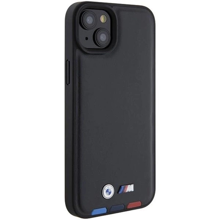 Etui BMW Leather Stamp Tricolor do iPhone 15 Plus - czarne