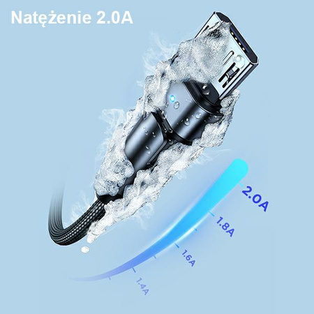 USAMS KABEL MICRO USB 2A DO ANDROID 1M OBROTOWY PLECIONY SZYBKIE ŁADOWANIE
