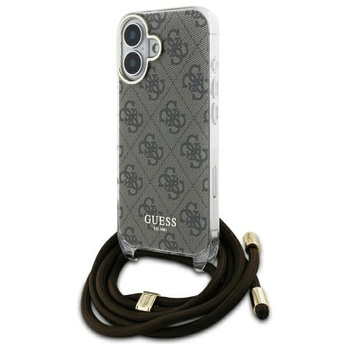 GUESS POKROWIEC HARDCASE CROSSBODY CORD DO IPHONE 16 6.1'' BROWN 4G PRINT
