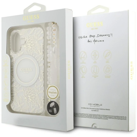GUESS ETUI IML FLOWERS ELECTRO PEARL STRAP DO MAGSAFE IPHONE 17