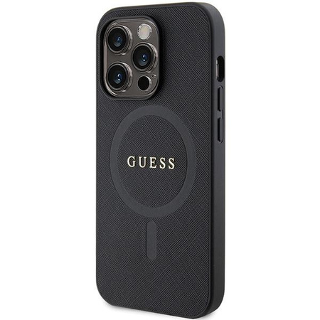 Etui Guess GUHMP14XPSAHMCK na iPhone 14 Pro Max 6.7" - czarne Saffiano MagSafe