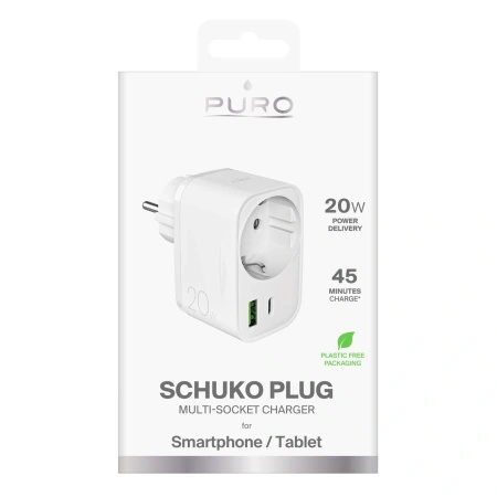 PURO ŁADOWARKA 20W POWER DELIVERY DO APPLE SAMSUNG USB-C USB-A Z GNIAZDEM