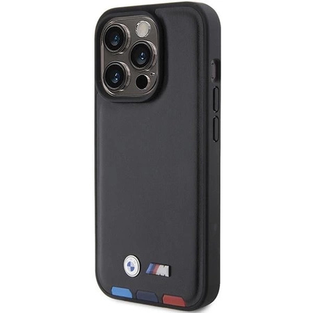 Etui BMW Leather Stamp Tricolor do iPhone 15 Pro - czarne