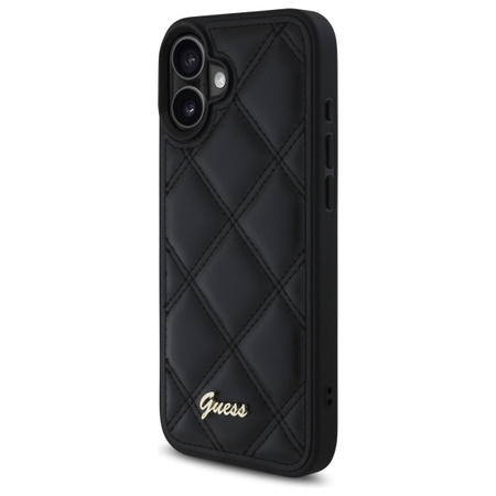 GUESS ETUI CASE HARDCASE DO IPHONE 16 61 CZARNY QUILTED METAL LOGO