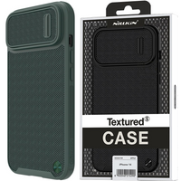 Nillkin Textured S Case etui iPhone 14 Pro Max pancerny pokrowiec z osłoną na aparat ciemnozielone