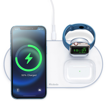MCDODO STACJA DOKUJĄCA ŁADOWARKA INDUKCYJNA 3W1 DO IPHONE AIRPODS WATCH 15W