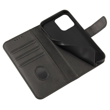 HURTEL ETUI PORTFEL Z KLAPKĄ DO IPHONE 15 PRO MAGNET CASE Z FUNKCJĄ STANDU