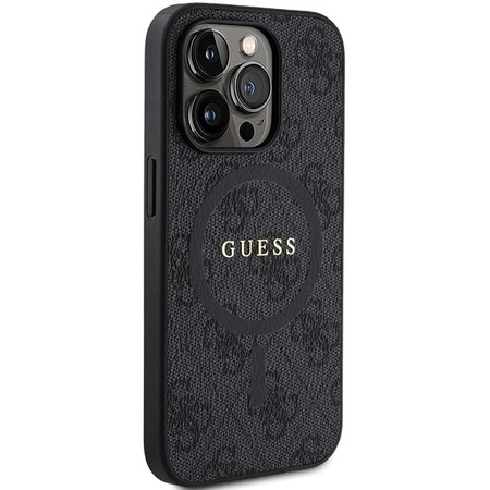 Etui Guess 4G Collection Leather Metal Logo MagSafe na iPhone 14 Pro Max - czarne