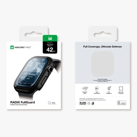 Szkło ochronne AMAZINGTHING Radix z etui na Apple Watch Series 11 42 mm - czarne