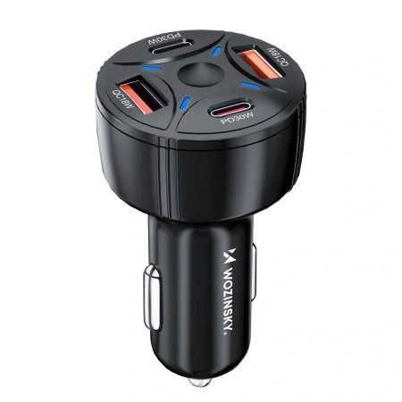 Ładowarka samochodowa Wozinsky WLS-04 60W 2xUSB-C 2xUSB-A - czarna