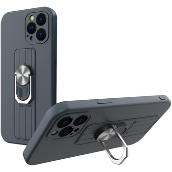 Ring Case silikonowe etui z uchwytem na palec i podstawką do iPhone 13 Pro ciemnoniebieski